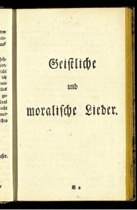 Geistliche und moralische Lieder.
