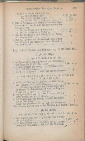 Taxe nach der Wäge- und Meßordnung für die Stadt Kiel. [Taxe für die Kieler Bootführer. Revidirte Kieler Droschkentaxe.]