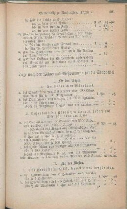 Taxe nach der Wäge- und Meßordnung für die Stadt Kiel. [Taxe für die Kieler Bootführer. Revidirte Kieler Droschkentaxe.]