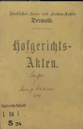 Schäffer, Bartold gegen Henrich Meier zu Hörstmar - Schuldforderung