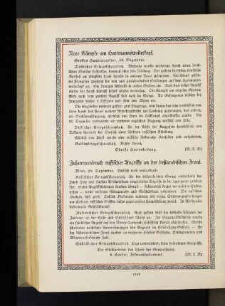 Neue Kämpfe am Hartmannsweilerkopf.