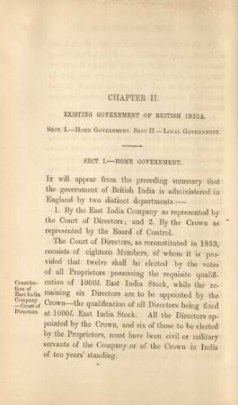 Chapter II. Existing government of British India