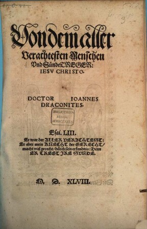 Von dem aller verachtesten Menschen und Sünde Treger: Jesu Christo