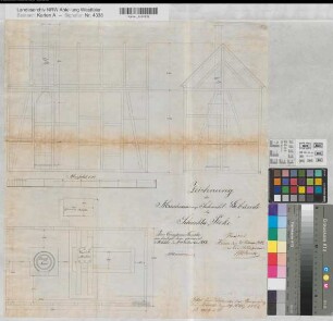 Vorhelm (Ahlen) Schacht Pieke Maschinen- respektive Schachtgebäude 1882 1 : 30 54 x 48 Zeichnung Bergämter Nr. 5364