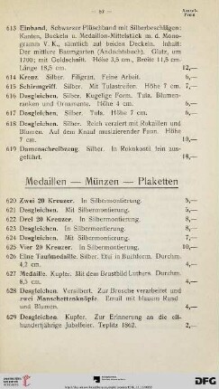 Medaillen- Münzen- Plaketten (Nr. 620-631)