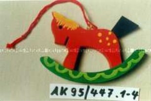 Seiffener Christbaumschmuck: 4 Schaukelpferdchen, flach
