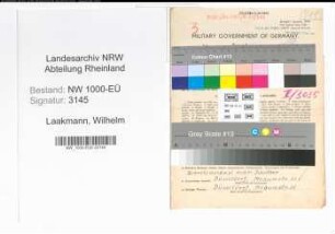 Entnazifizierung Wilhelm Laakmann, geb. 27.01.1894 (Hilfsarbeiter)