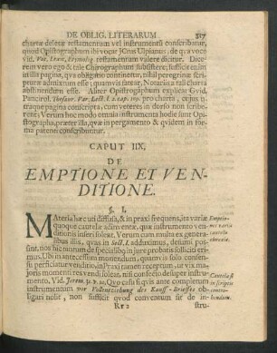 Caput IIX. De Emptione Et Venditione.
