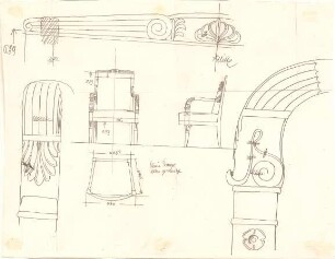 Rosenbauer, Gregor; Frankfurt; Studienarbeiten - Empire Sessel (Ansicht,Teilansicht, Schnitt, Detail)