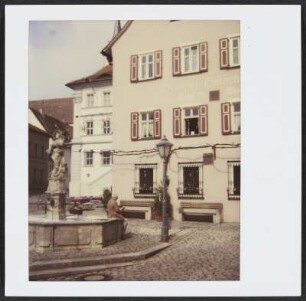 Wolfram Siebeck am Marienbrunnen am Marktplatz von Iphofen