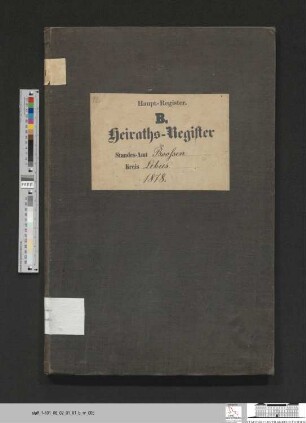 Heiratsregister Booßen 1878