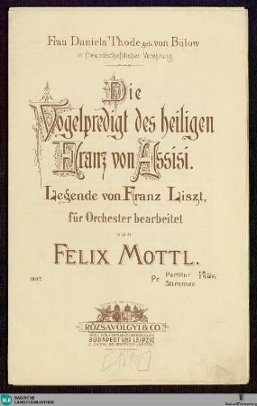 Die Vogelpredigt des heiligen Franz von Assisi : Legende