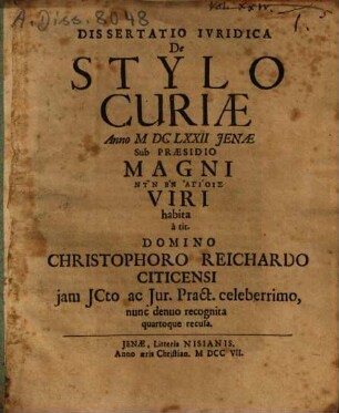 Dissertatio Iuridica De Stylo Curiae