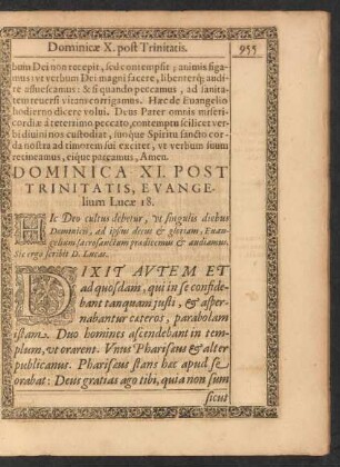 Dominica XI. Post Trinitatis, Evangelium Lucae 18.