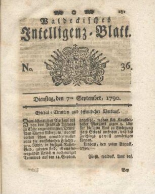 No. 36, Dienstag, den 7ten September, 1790