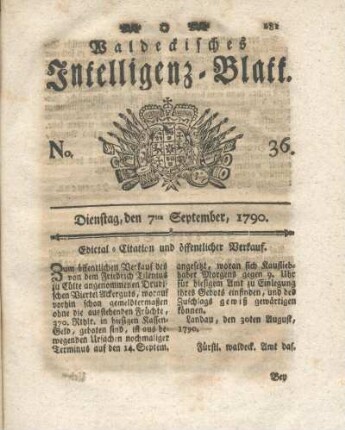 No. 36, Dienstag, den 7ten September, 1790