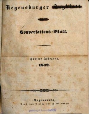 Regensburger Conversations-Blatt. 1842