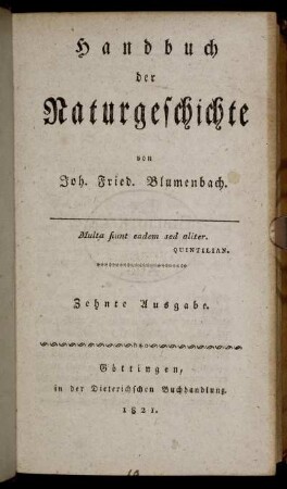 Handbuch der Naturgeschichte