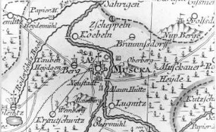 Bad Muskau. Oberlausitzkarte, Schenk, 1759