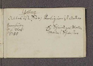 E. Schmid, geb. Moller, Metas Schwester. – Incipit: "Alles ist See; Religion ist Anker" (Young). – Hamburg, 06.11.1785