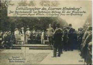 Reichskanzler Bethmann Hollweg spricht zur Enthüllung des "Eisernen Hindenburg" in Berlin