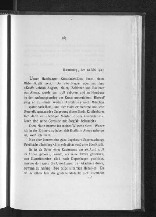 Hamburg, den 10. Mai 1913