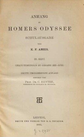 Homers Odyssee, Anhang,3. Erläuterungen zu Gesang XIII - XVIII