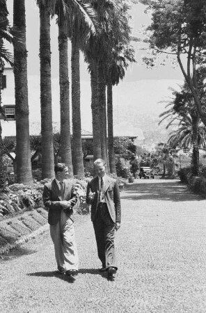 Reisefotos Madeira. Der Bordfotograf Franz Grasser mit seinem Freund Alex auf einem Spaziergang