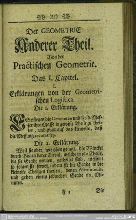 Anderer Theil. Von der Practischen Geometrie