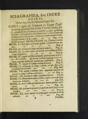 Sciagraphia, sive Index Operis.