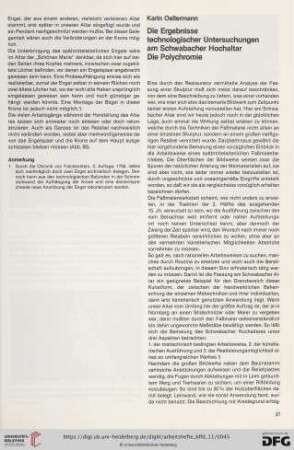Die Ergebnisse technologischer Untersuchung am Schwabacher Hochaltar, Die Polychromie