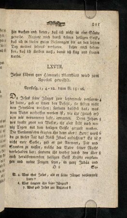 211-221, LXVIII. Jesus faehret gen ...; LXIX. Die Ausgiessung ...