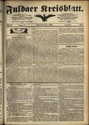 Erste Ausgabe vom Samstag, den 05. März 1910.