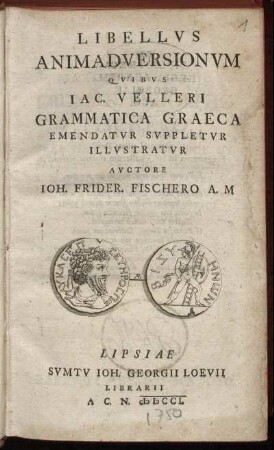 [Specimen Primum]: Libellus animadversionum. [Specimen Primum]