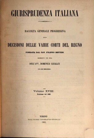 Giurisprudenza italiana. 18. 1866