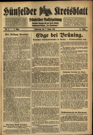 Zweite Ausgabe vom Donnerstag, den 07. Januar 1932.