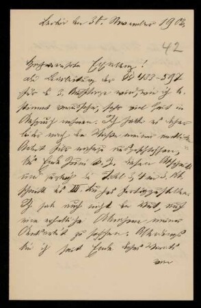 42: Brief von Max Greiff an Gottlieb Planck, Berlin, 30.11.1903
