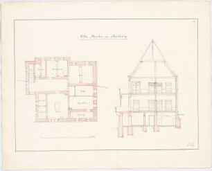 Villa Moesta, Marburg: Grundriss KG, Querschnitt