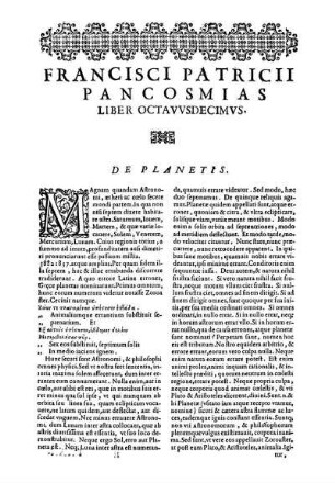 Liber Octavvsdecimvs. De Planetis