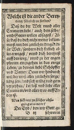Welche ist die ander Bereytung/ seliglich zu sterben?