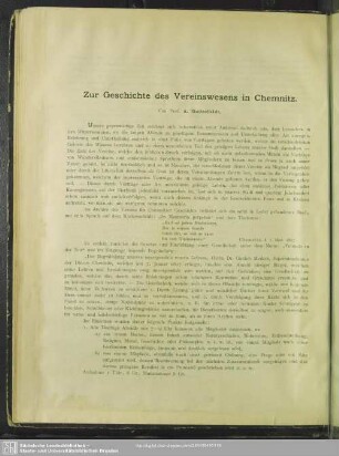 Zur Geschichte des Vereinswesens in Chemnitz