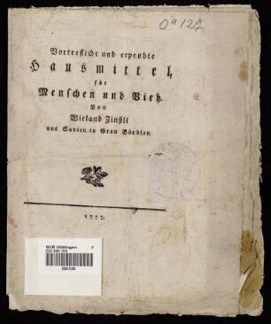 Vortrefliche und erprobte Hausmittel, für Menschen und Vieh