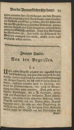 Zweytes Capitel. Von den Begriffen