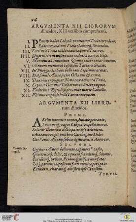 Argvmenta XII librorvm Aeneidos