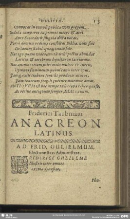 Friderici Taubmani Anacreon Latinus