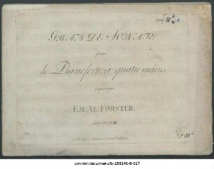 Grande Sonate pour le Pianoforte, à quatre mains : Oeuvre XXIIII
