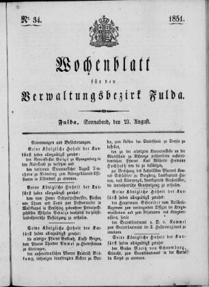 Nr. 34, Ausgabe vom 23. August 1851