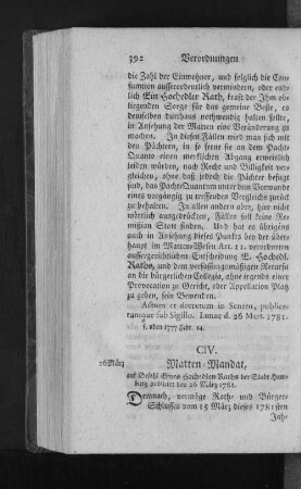 CIV. Matten-Mandat, [...]