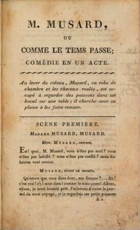 M. Musard ou Comme le Tems passe : Comédie en un acte, en prose