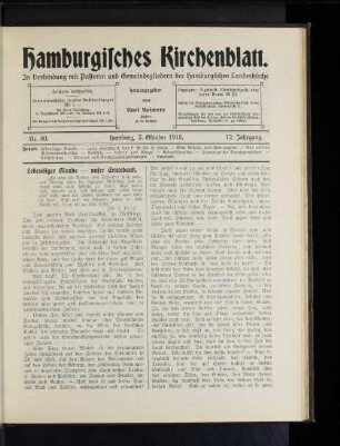 Nr. 40. Hamburg, 3. Oktober 1915. 12. Jahrgang.